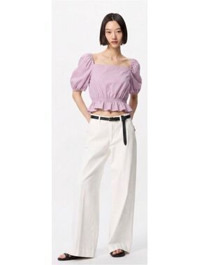 Uniqlo Puff Sleeve Blouse Size S in Purple